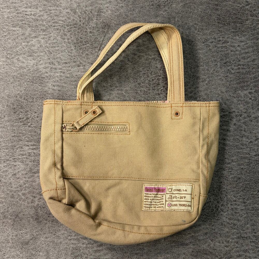 Fossil Mini Beige Canvas Tote Bag
